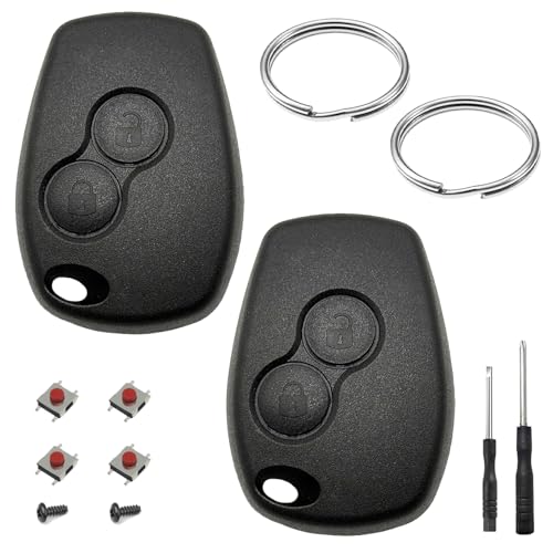 2 Pièces Coque Clé de Voiture 2 Boutons Compatible avec Dacia Duster Dokker Logan Lodgy Sandero Stepway Boîtier Cle Télécommande sans Lame Coque Clef de...