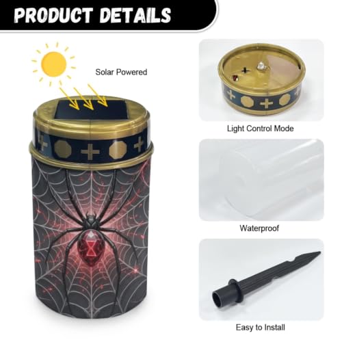 Image of 2 Pcs Gothic Spider LED Flameless Candle | Waterproof LED Grave Lights for Graves, Outdoor Flameless Candle Lamp Lights Halloween Decoration