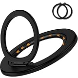 【2025最新軽量で薄型】スマホリング マグセーフリング 360度回転 マグネット リング Magsafe マグセーフ iphoneリング マグセーフリング スマホスタンド メタルリング 磁気増強 スタンド機能 角度調整可能 着脱式スマホリング 2枚メタルリング付 に12 Pro Max iPhone 13 14 15 16 Androidに対応(ブラック)