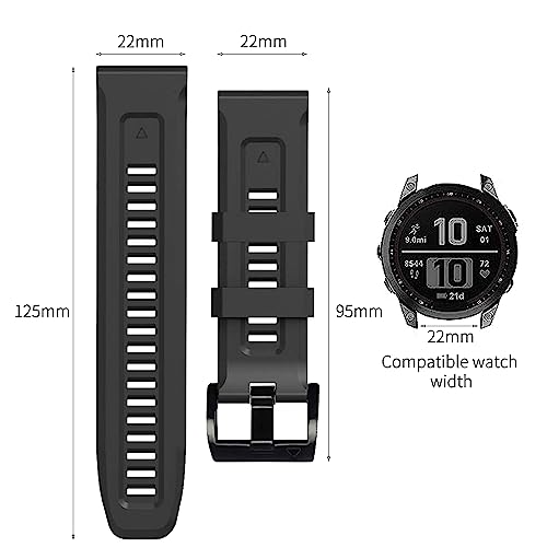 Koelaa 22mm Silicone Strap Compatible with Garmin Descent G2/Descent G1/Fēnix 8 Pro/8/E 47mm/Tactix 8 47mm/Fenix7/Solar/6/5 - Image 4