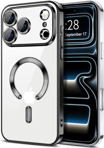 Image of VONZEE Compatible with iPhone 17 Pro Case, MagSafe Compatible Transparent Shockproof Back Cover, Anti-Yellow Slim Protective Case with Camera Protection, Clear Magnetic Phone Case, Black