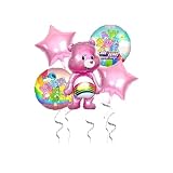 5pcs Cute Bear Party Supplies 18 Inches Round Aluminium Balloons for Bear Birthday Party Decorations Cute Bear Theme Party ，big ballons one side pink one side blue