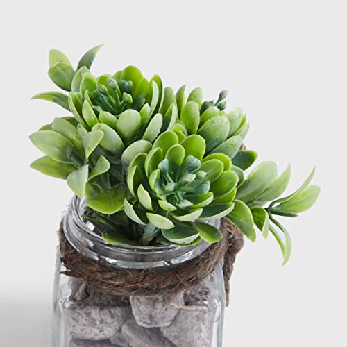 Image of Home Centre Corsica Eden Green Artificial Succulent Flower Arrangement in Glass Jar