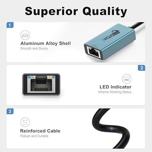 Image of iVOOMi Wave 1000 Aluminium Type-C /USB to Rj45 Ethernet Adapter, 10 /1000 MBPS Network LAN Speed, for Laptop, Gaming Console and MacBook, Plug & Play Fully Metal Body 1 Year Warranty - Newly Launch