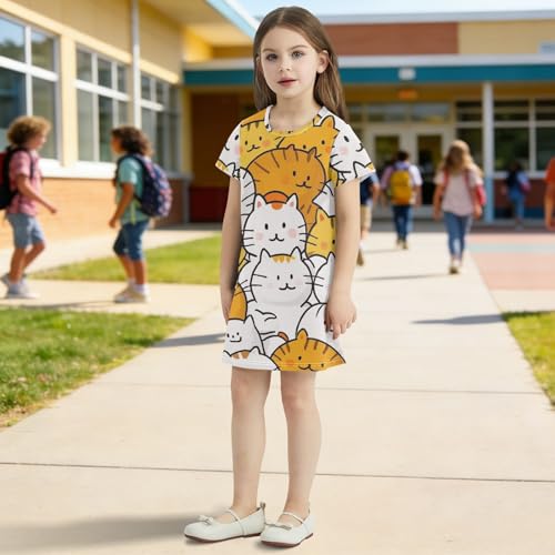 Vestidos de verano de moda para niñas con divertido diseño de gato 3