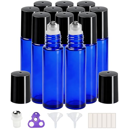 Bouteilles roll-on pour huiles essentielles en verre bleu pour votre bien-être