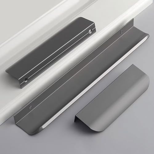 Confezione da 10 maniglie nascoste in alluminio per cassetti, moderne, per cucina, bagno, comò e guardaroba, include viti, 120 mm, design elegante (nero)