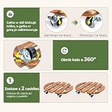 Bamworld Rolki do Roślin Drewniane Okrągłe Zestaw 2 szt.stabilna rolka do roślin outdoor odporna na warunki atmosferyczne z hamulcem, podstawka pod doniczkę z kółkami Ø 30.5 cm