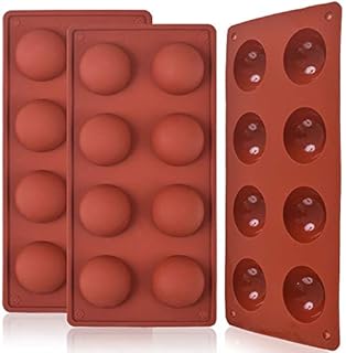 Newk 8 Holes Half Sphere Silicone Mold, 3 Packs 8-Cavity Half Sphere Mold for Making Chocolate Bomb, Cakes, Jelly, Pudding, Dome Mousse