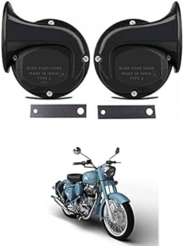 RKPSP Universal Windtone Jalwa Horn (2 and 4 Wheelers), Black Color, Heavy Plastic Body, Set of 2, 12V Voltage for Classic 350 Universal for All Models