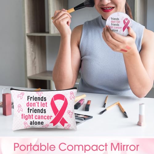 Amylove 40 Pcs Breast Cancer Gifts for Woman, 20 Breast Cancer Awareness Makeup Bags and 20 Pink Ribbon Compact Mirrors Care Gifts for Survivors Patients4