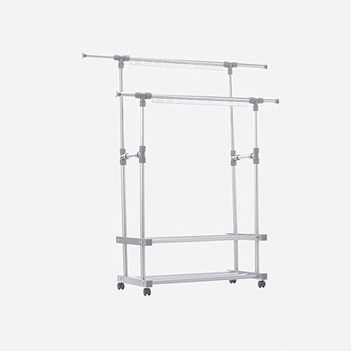 Miniatura 9 de UNNS Perchero plegable de secado de suelo de 3 capas soporte plegable para ropa de lavandería ruedas rodantes adecuadas para balcón lavandería