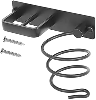 Hair Dryer Straightener Holder With Cable Tidy, Wall Mounted Metal Hair Dryer Hanger Hairdryer Holder Station for Dressing Table Professional Spiral Straightener