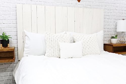 Barn Walls Whitewash Headboard, Cottage Design Distress, Solid Wood Headboard Floating Panels, Wall Mount, Adjustable Height Easy Assembly, Queen Size - Image 3