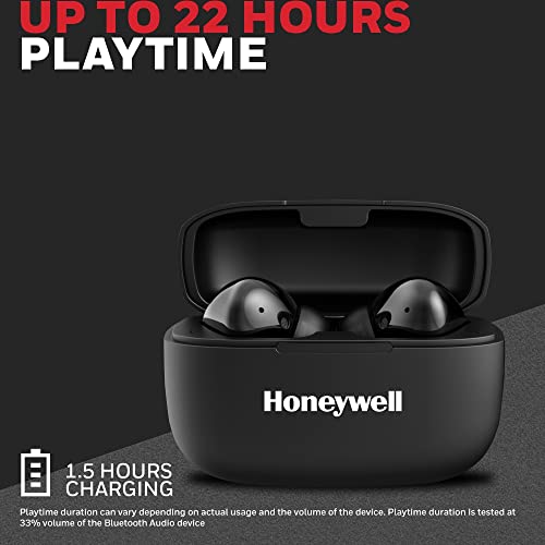 Image of Honeywell Suono P3000 Truly Wireless Earbuds, Bluetooth V5.0, 22 hrs of Playtime with 1.5 hrs of Charging, Dynamic 10mm*2 Drivers, 300 mAh Battery, IPX4 Water Resistance, Voice Assistant Enabled