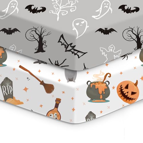 Crib Sheets 2 Pack, Jersey Fitted Sheets, Standard Crib 52x28x9