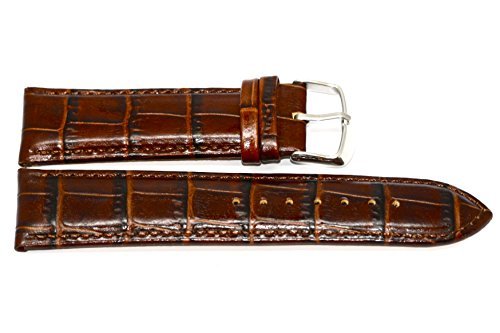 24MM Brown Dark Alligator Grain Stitched Genuine Leather Watch Band Strap FITS Invicta & Others -  Cuir De Lyon, 24DKBNLTIN