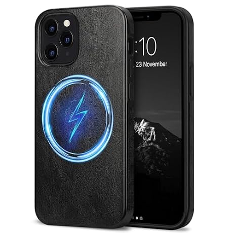 TENDLIN Compatible with iPhone 12 Pro Case/iPhone 12 Case Premium Leather TPU Hybrid Magnetic Cover (Compatible with MagSafe) Black