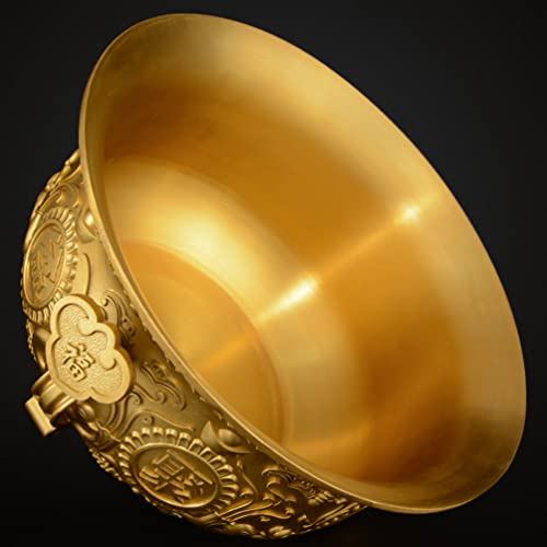 Cabilock Chinese Fortune Golden Treasure Basin Statue Feng Shui Wealth Porsperity Figurine Money Bowl Ornament For Wealth Success Good Luck Home Office Decoration #TOP7