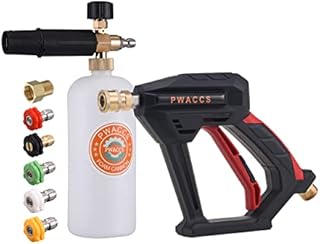 PWACCS High Pressure Washer Gun with Foam Cannon, Car Wash Foam Gun Kit, Soap Snow Foam Lance for Power Washer, 5 Spray Nozzles Included, 1/4 inch Quick Connector