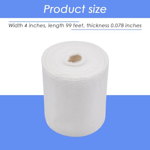 Image of 4-inch x 99-FT Non-Adhesive Plain Weave Fiberglass Cloth Tape - Roll for Joint Repair, Reinforcement, Resin Saturation, Heat Resistance, and Insulation