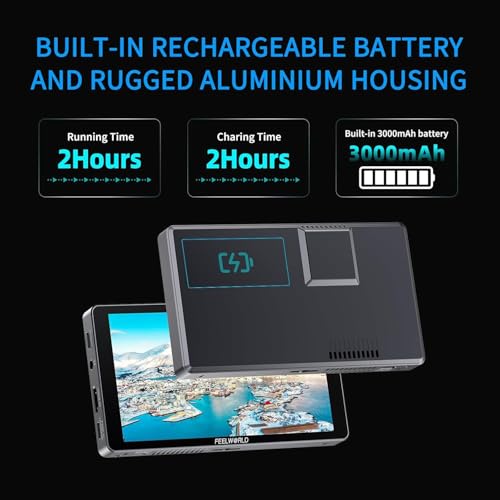 Image of FEELWORLD P6XL 6 Inch 1200nits Camera Field Monitor, Built in 3000mAh Battery with Touch 4K HDMI 3D LUT Waveform, Help Filmmakers Videographer Outdoor Accurate Focus and Expose