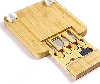 Cheese Mini Serving Board with Set Plate Drawer Utensil Platters Trays Wedding Unique Bride Registry Bridal Party Hoonymoon Gifts for Couples New Home Bridesmaids