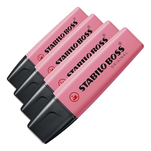 Image of STABILO BOSS Original Pastel Highlighter, Cherry Blossom Pink,5mm,70 /150 (Pack of 4)