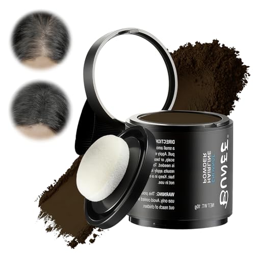 10g Retocador de raíces en polvo,Hairline Powder para Cubrir Raíces,Polvo para la Línea del Cabello,Cubre Rápidamente,para densificar el cabello de mujeres y hombre(castaño oscuro)