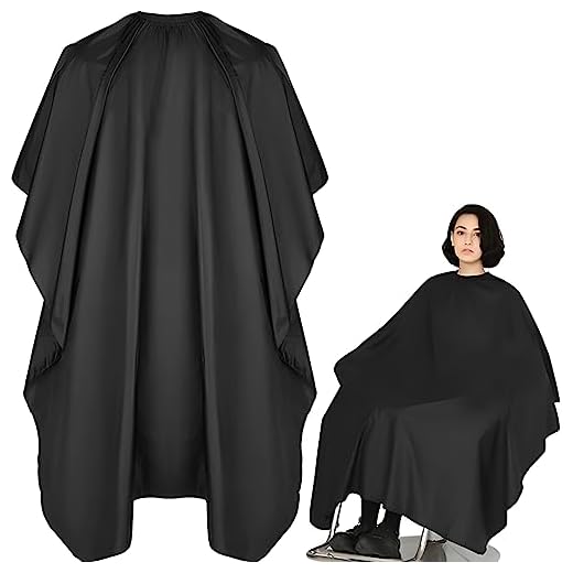 Retoo Cape de Coiffure Professionnelle avec Fermeture à Cordon en Nylon pour Femmes, Hommes Enfants, imperméable et Taille Universelle Cape de Coupe de Cheveux pour Salon de Coiffure, Noir