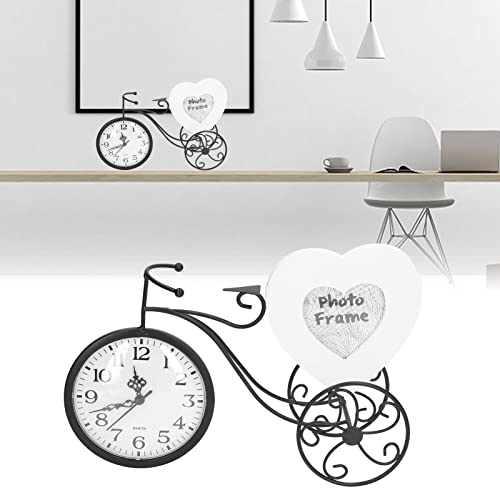 Tyenaza Decoração de relógio de mesa de bicicleta vintage, decoração de moldura de fotos relógio de