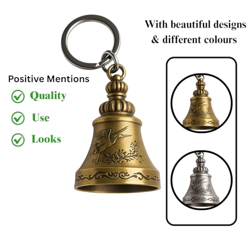 Image of FOSSE Metal Guardian Bell Keychain For Bike /Car | Tibetan Key Chain Good Luck Key Chain (1 Pc), Gold
