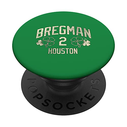Alex Bregman Houston Baseball St. Patrick's Clover MLBPA PopSockets Swappable PopGrip, Black