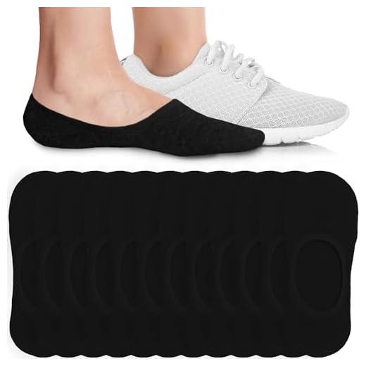 Eedor Women's No Show Socks, Comfy and Breathable Non-Slip, Low Cut Invisible Liner Socks for Casual and Formal Wear, Durable, Soft, Stretchable Fabric - 6 Pairs, X-Large, Size 10-12 - Black