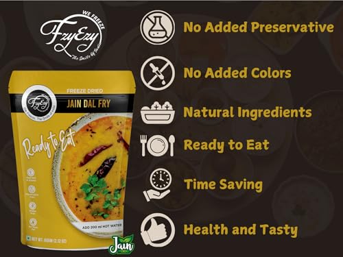 Image of FzyEzy Freeze-Dried Jain Dal Fry - 60g | Authentic Jain Indian Meal | No Onion, No Garlic | Instant & Ready-to-Eat | Gluten-Free | Preservative-Free | Wholesome & Flavorful Jain dish
