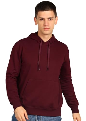 Image of Alan Jones Clothing Men's Solid Hooded Sweatshirt | Drawstring Hood, Kangaroo Pocket, Ribbed Hem | Regular Fit | Sizes S-5XL | Multiple Colors