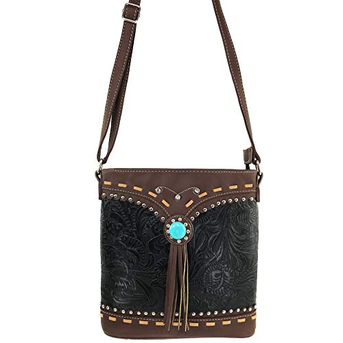 Zelris Turquoise Concho Western Floral Women Conceal Carry Crossbody Messenger2