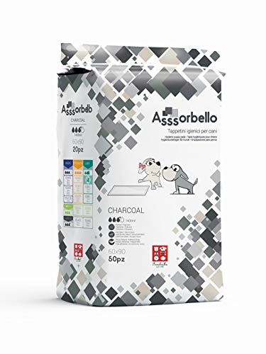 Ferribiella Tappetini Assorbenti Cani Assorbello Charcoal 60 x 90 cm 50 Pezzi Carbone Attivo