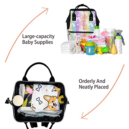 Vantaso Diaper Bag Mommy Backpack Travel Large Capacity Cute Unicorns Shoulder Bag Multifunction Nappy Bag Tote Bag For Woman Man Colorful #TOP3