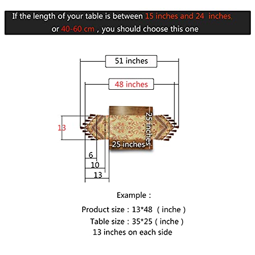Nysmxf Gold Table Runner Luxury Thick Lined Damask Christmas Holiday Lace Beaded Cloth Runners (Gold, 13×48 Inch) #TOP1