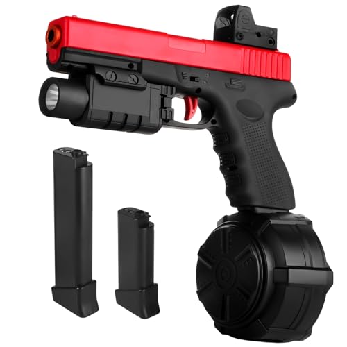 Gel Blaster Toys X2 for Ages 14 & Up and Adults,Full Auto Splatter-Blaster with Drum,Long Hopper,Safety Light and Goggles for Activities Team Game,Red