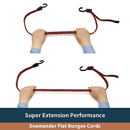 Seamander Adjustable 48 Inch Flat Bungee Cords With Hooks 4-Pack With 6 Inch Ball Bungee 4-Pack (6In Ball & 48In Flat Bungee) #TOP4