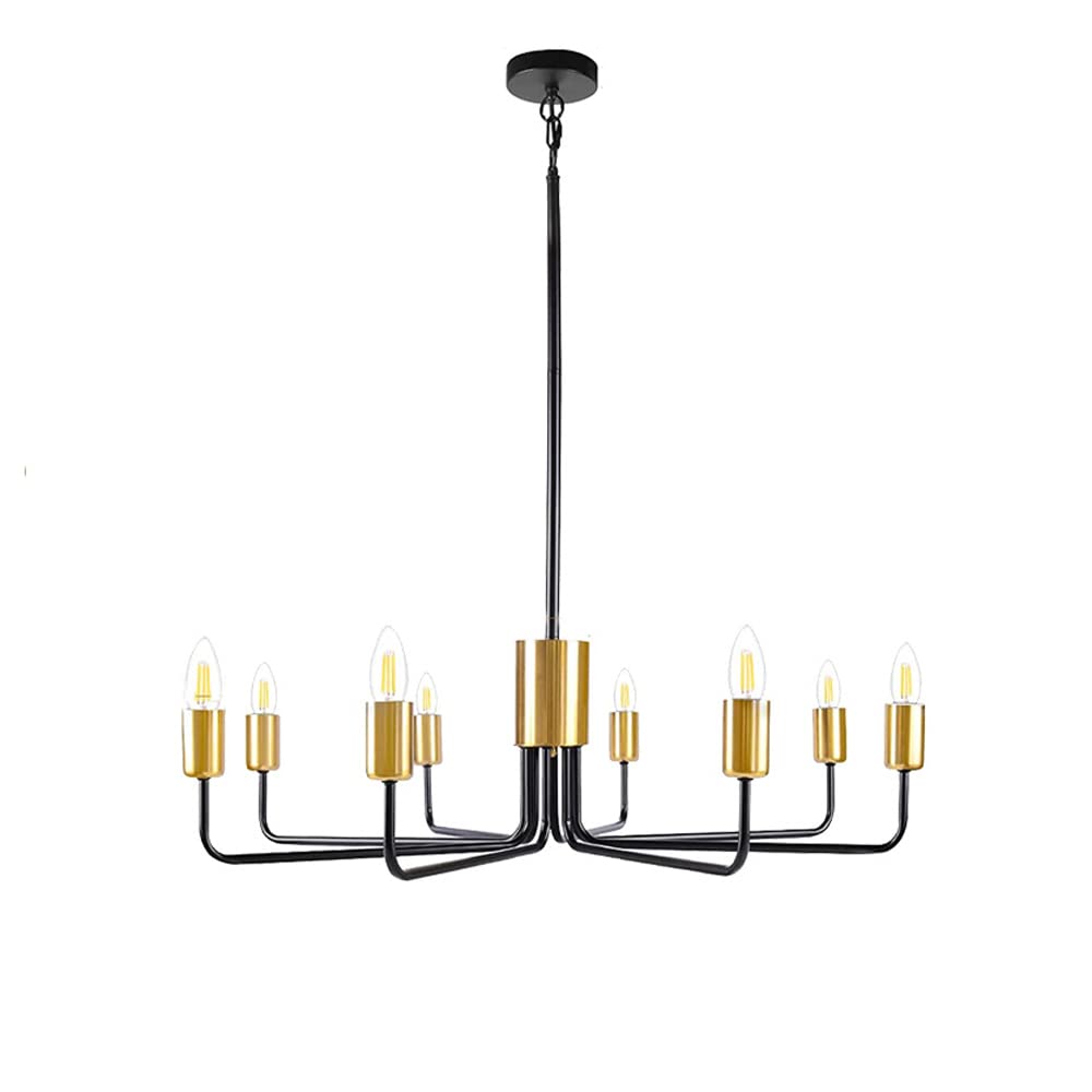Lustre industriel en fer à 8 lumières pour éclairer un grand salon