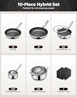 Pots and Pans Set Hybrid Stainless Steel, 10PC Nonstick Cookware Set — image 2