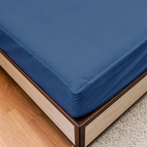 Image of 100% Waterproof Mattress Protector Queen Size Bed 60x75 Inch, Non Woven Fabric Fitted Mattress Cover with Elastic, Waterproof Bed Protector, Hypoallergenic, 10 Inch Deep Pocket - Navy Blue