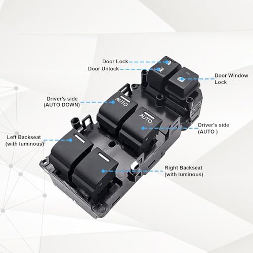 Image of SecosAutoparts Driver Side Master Power Window Switch with Double Auto Button Compatible with Honda Accord EX EX-L Sedan 2.4L 3.5L 2008 2009 2010 2011 2012# 35750-TA0-A31 35750-TA0-A32