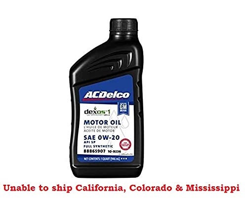 ACDelco 109236 0W-20 dexos1 Gen 2 Full Synthetic Motor Oil 1 Quart (8 pack)