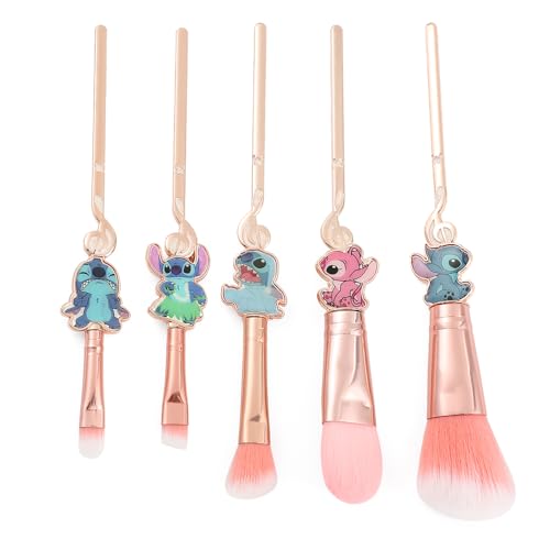 Cute Cartoon Girl-Themed 5-Piece Makeup Brush Set – Premium Synthetic Bristles for Foundation, Blending, Face Powder, Blush, Concealer & Eye Shadow