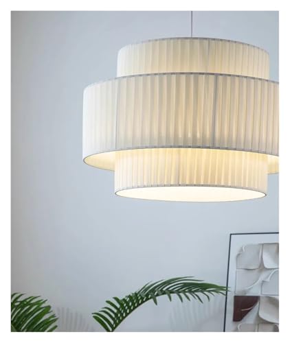 Lustre LED moderne suspension chambre déco loft tissu blanc