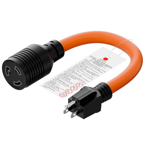 1FT 12-AWG Nema 5-15P to L5-20R Adapter,15-Amp 125V Household Plug to 20A 125V L5-20R Locking Industry Degree Female Receptacle Cord